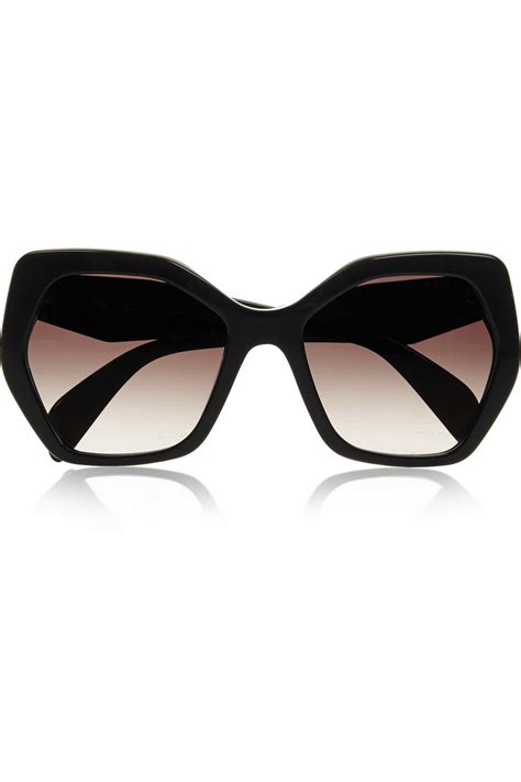 Prada Acetate Low Angle Cut Sunglasses in Black & White.